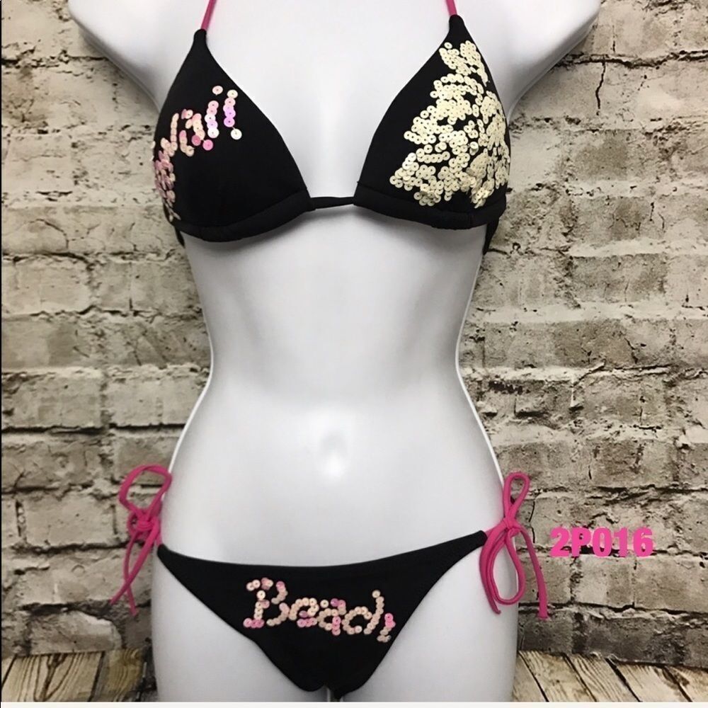 Apnea Black & Pink 2-Piece Tie up Bikini